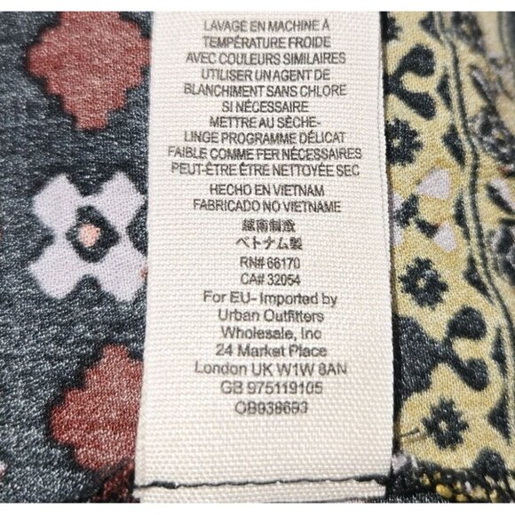 Free People Charlotte Sleeveless Halter Collared Top XS Tunic Flowy Red Gold Bla - Picture 9 of 9